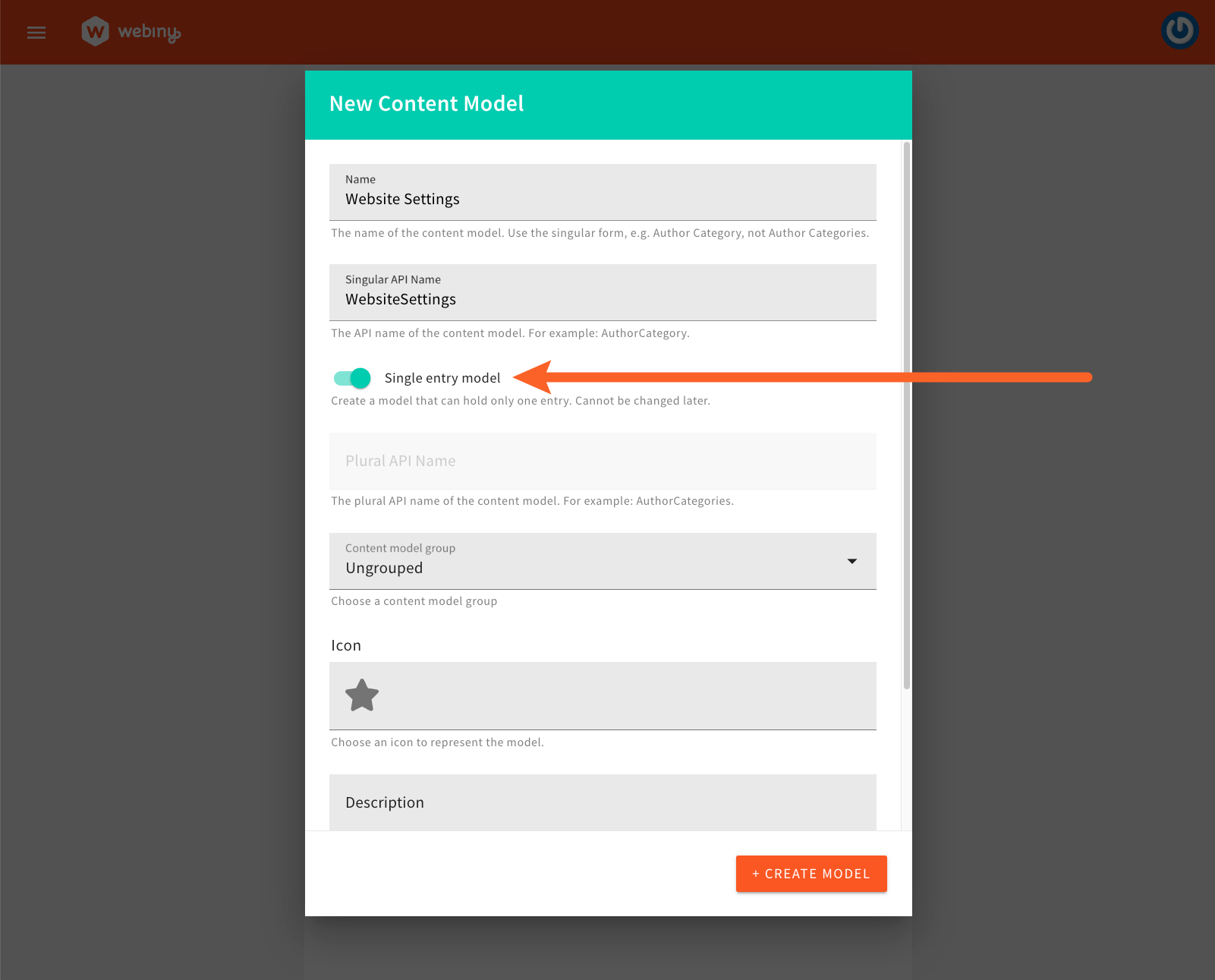 Creating a Single Entry Model